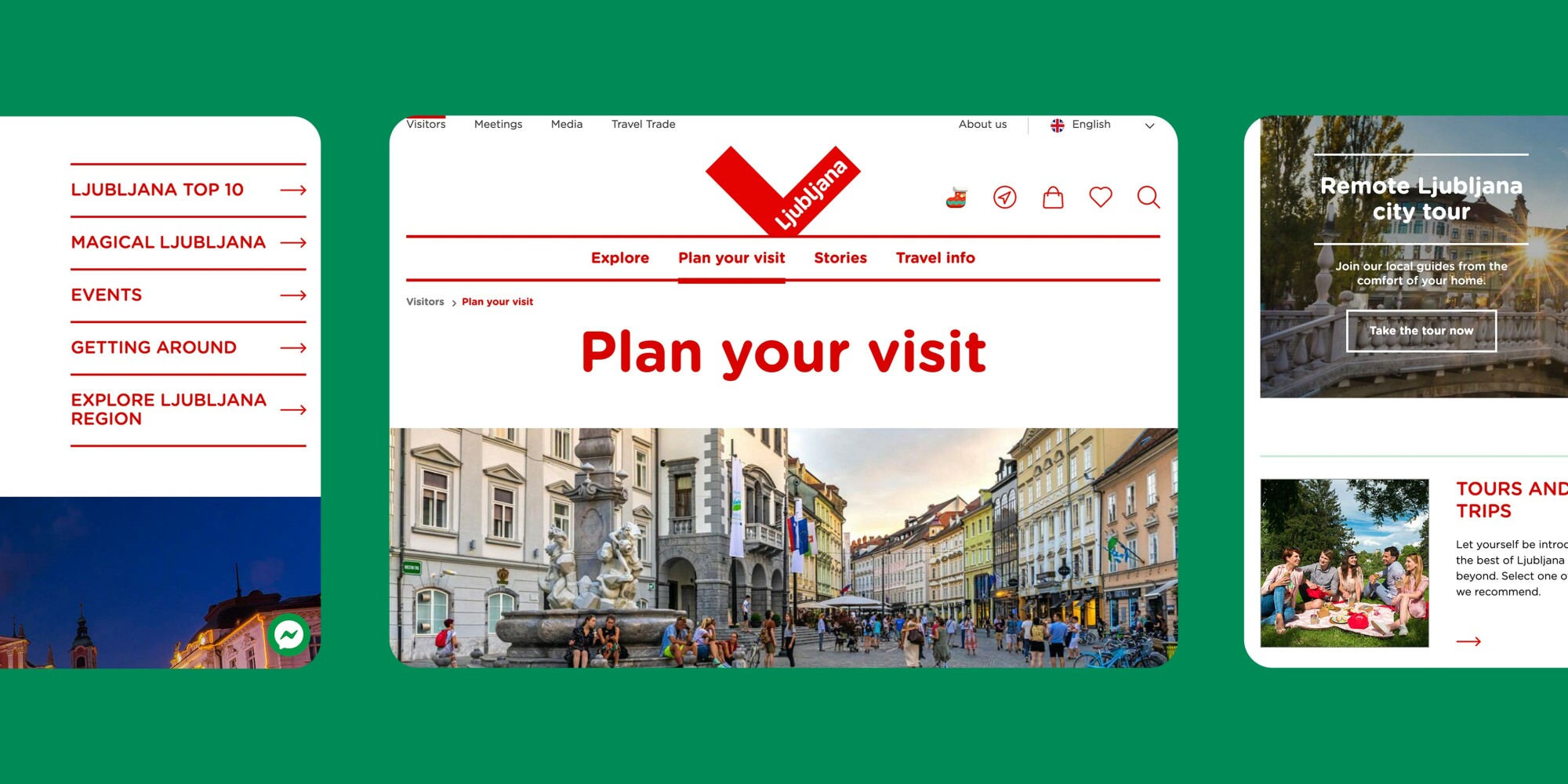 Visit Ljubljana posnetek spletne strani na tabličnih računalnikih