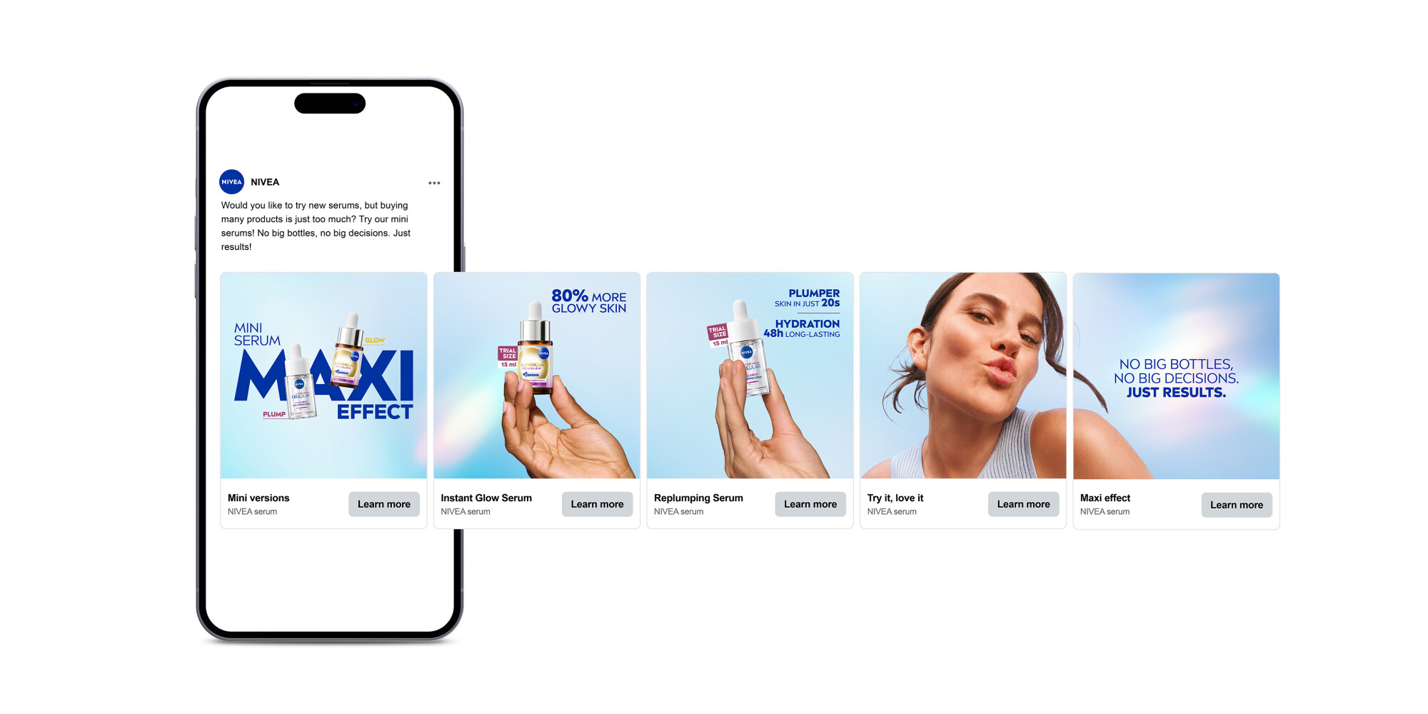 Display of the creative solution for a carousel ad example.