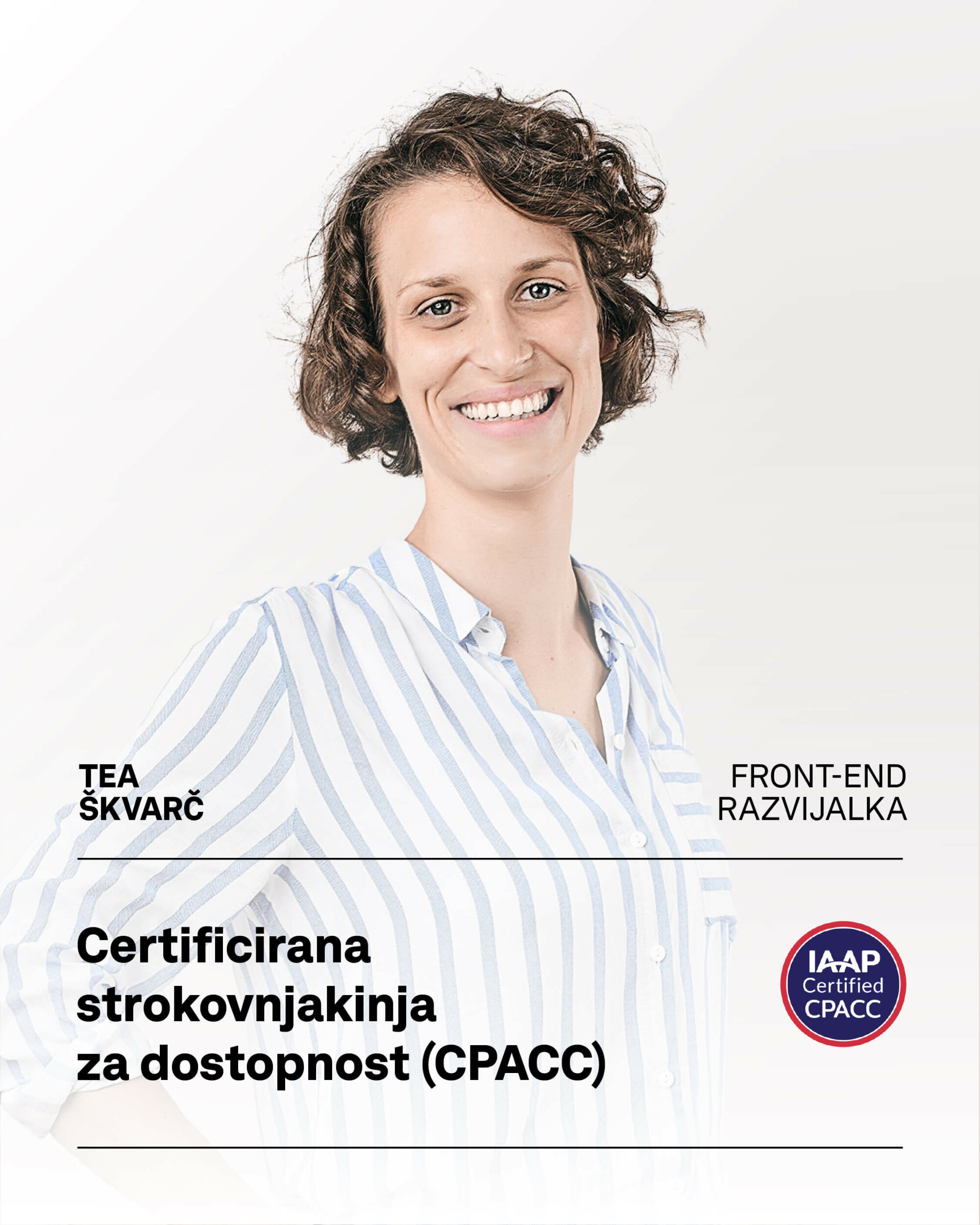 Tea Škvarč - certificirana strokovnjakinja za dostopnost (CPACC)