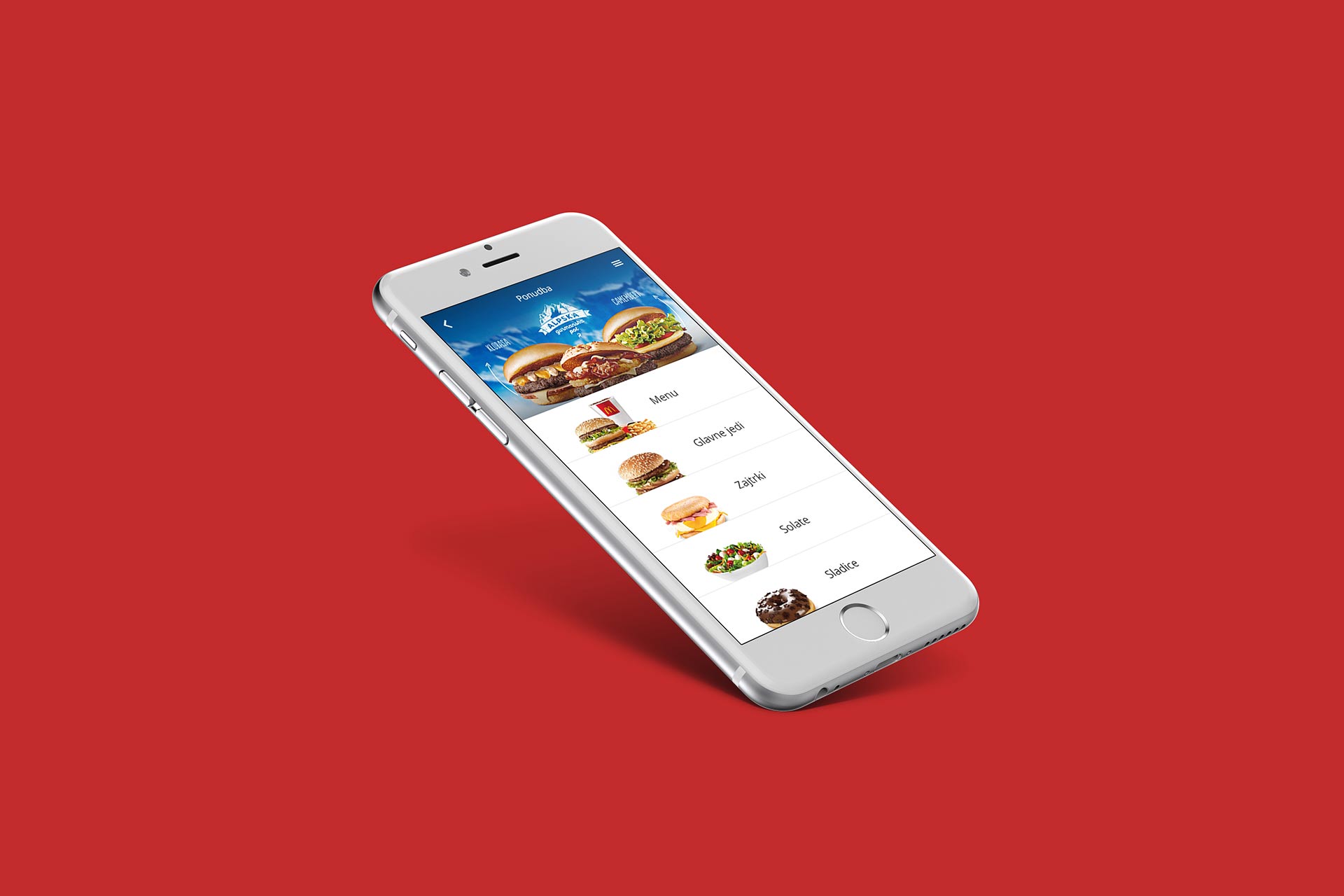 Spletna stran McDonalds na mobilnem zaslonu