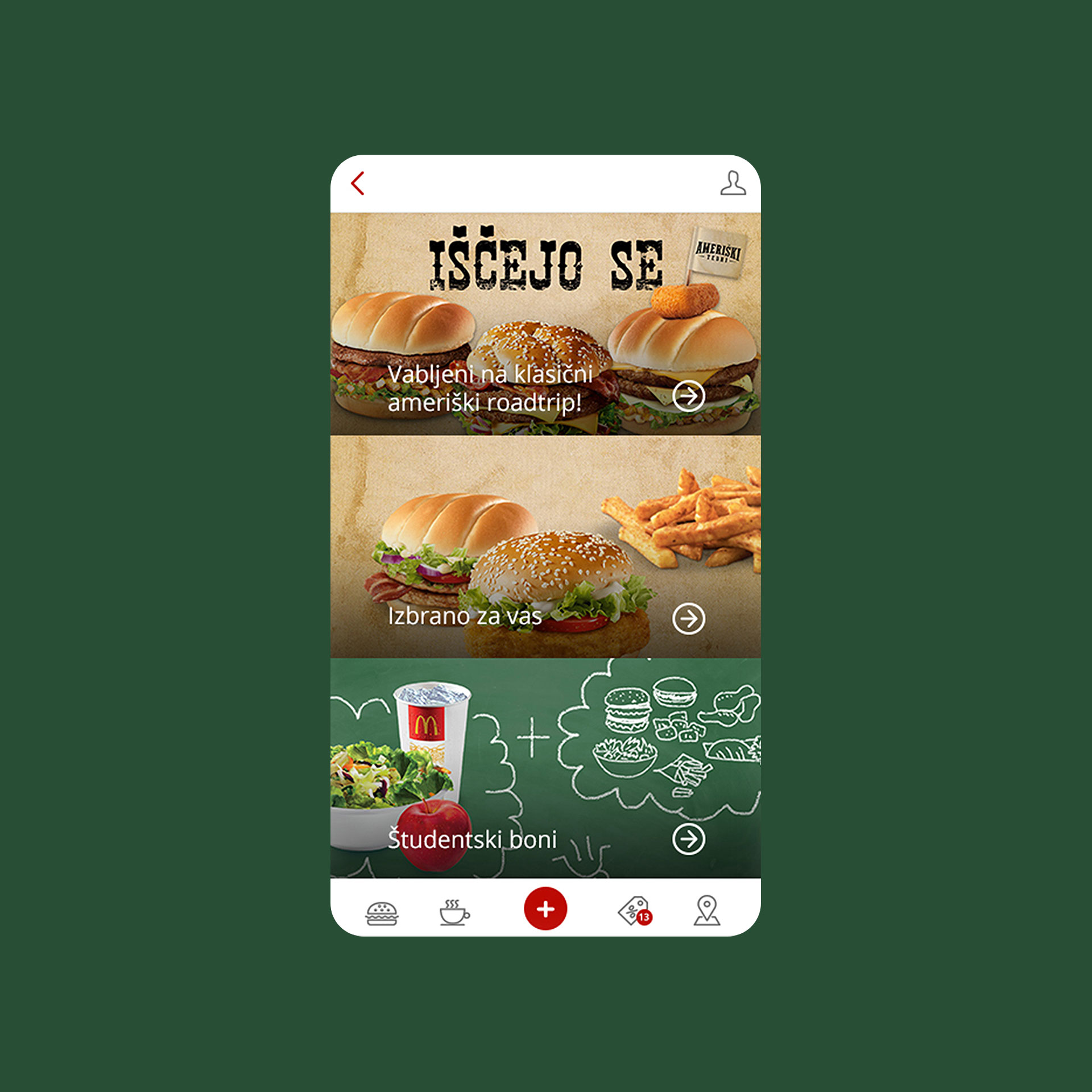 Detajl na McDonalds aplikaciji