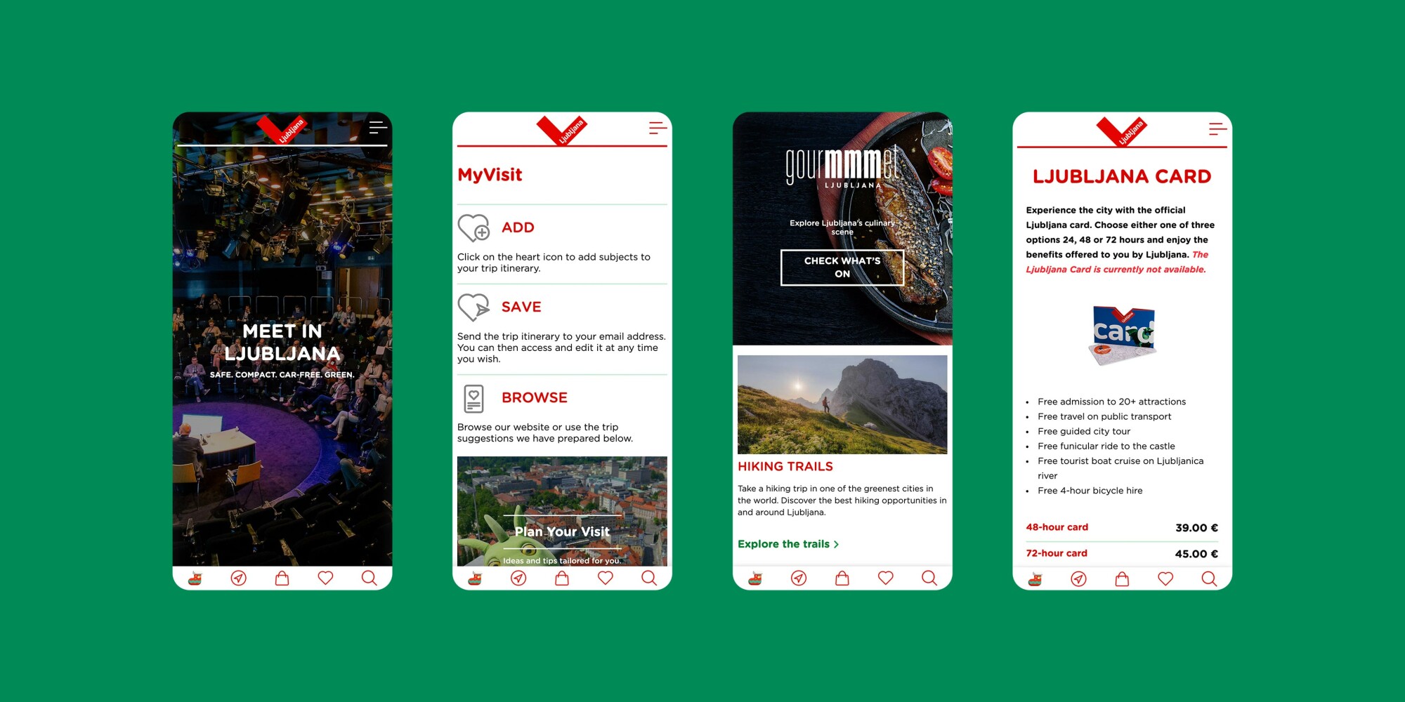 Visit Ljubljana kolaž strani na mobilnih napravah