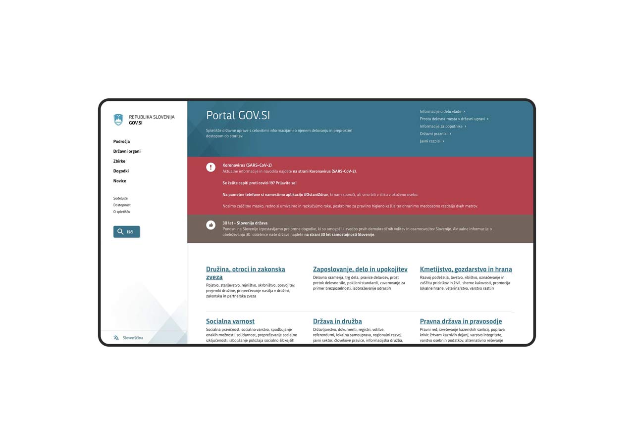 Posnetek zaslona GOV portal