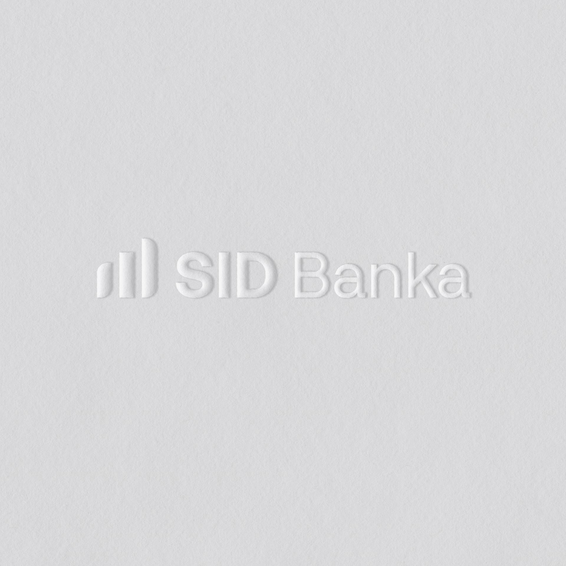 SID Bank – logo, blind embossing on white paper